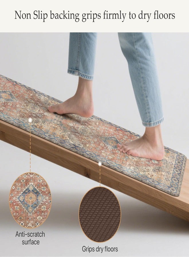 GENIMO Kitchen Mats for Floor, 2PCS Kitchen Rugs Non Slip Washable, Waterproof Anti Fatigue Mat, Comfort Standing Runner Rug for Sink, Office, Laundry, Home, 17.3"x47"+17.3"x30", RetroBrick - Image 5